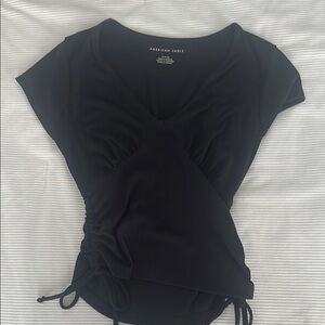 American Eagle Outfitters Black Ruched Bodysuit